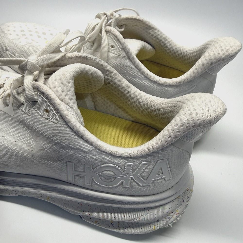 Hoka One One Clifton 9 Womens 9.5 B White Yellow Running Shoes Sneakers - Picture 3 of 16